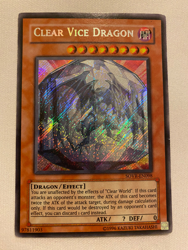 clear monsters yugioh Yugioh Clear Vice Dragon SOVR-EN098 Secret Rare Unlimited Near Mint
