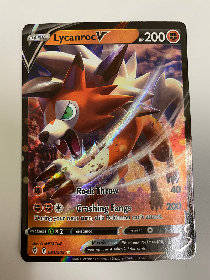 Lycanroc V Evolving Skies 091/203 Holo Ultra Rare Pokemon Card Naer Mint