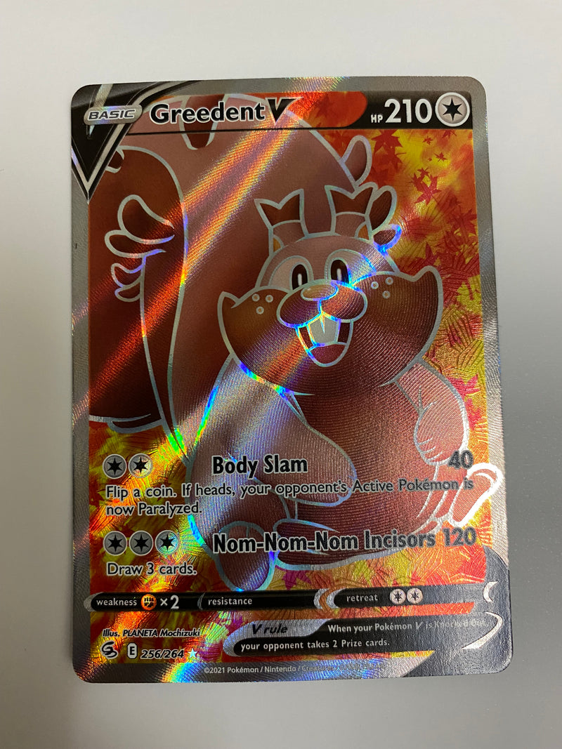Greedent V 256/264 Full Art Ultra Rare Foil  Fusion Strike Pokemon Near Mint