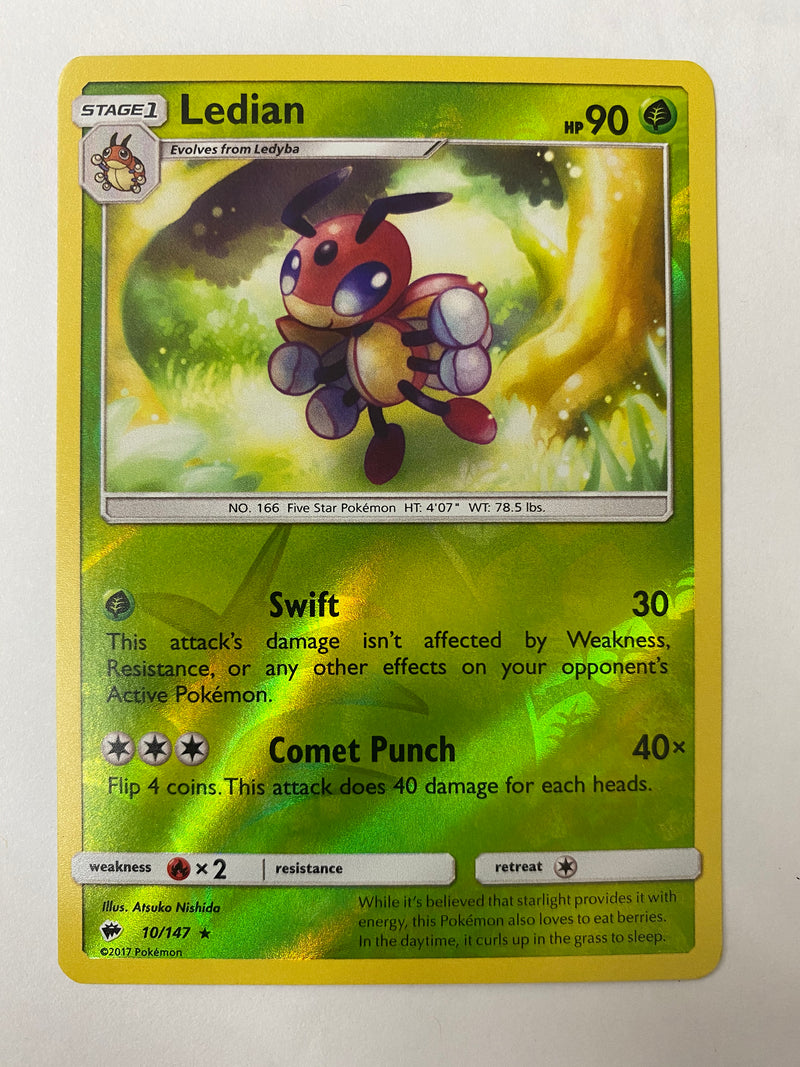 Ledian  10//147 Reverse Holo Pokemon Card Near Mint