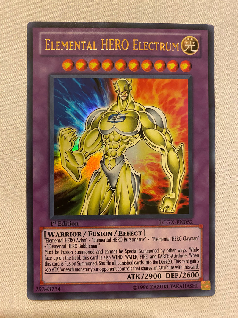 Yugioh Elemental Hero Electrum LCGX-EN052 1st Edition Ultra Rare NM