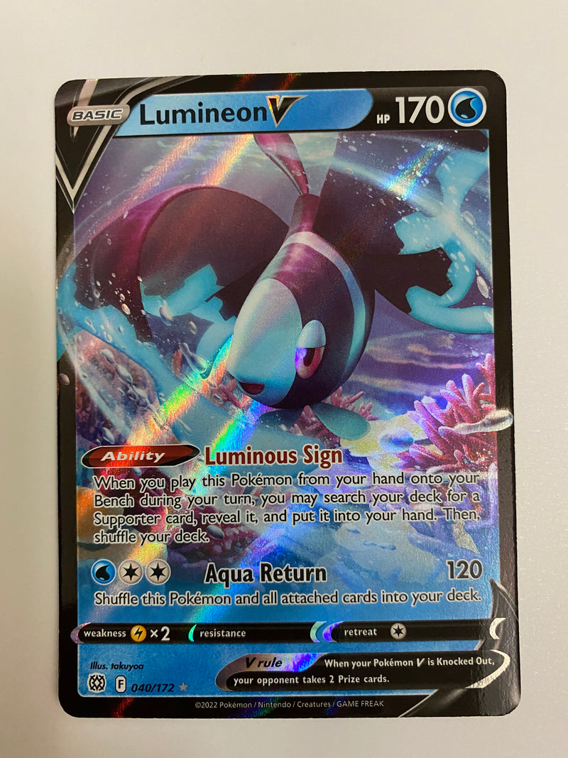 Lumineon V 040/172 Ultra Rare Brilliant Stars Pokemon Card Near Mint Lumineon V 040/172 Ultra Rare Brilliant Stars Pokemon Card Near Mint