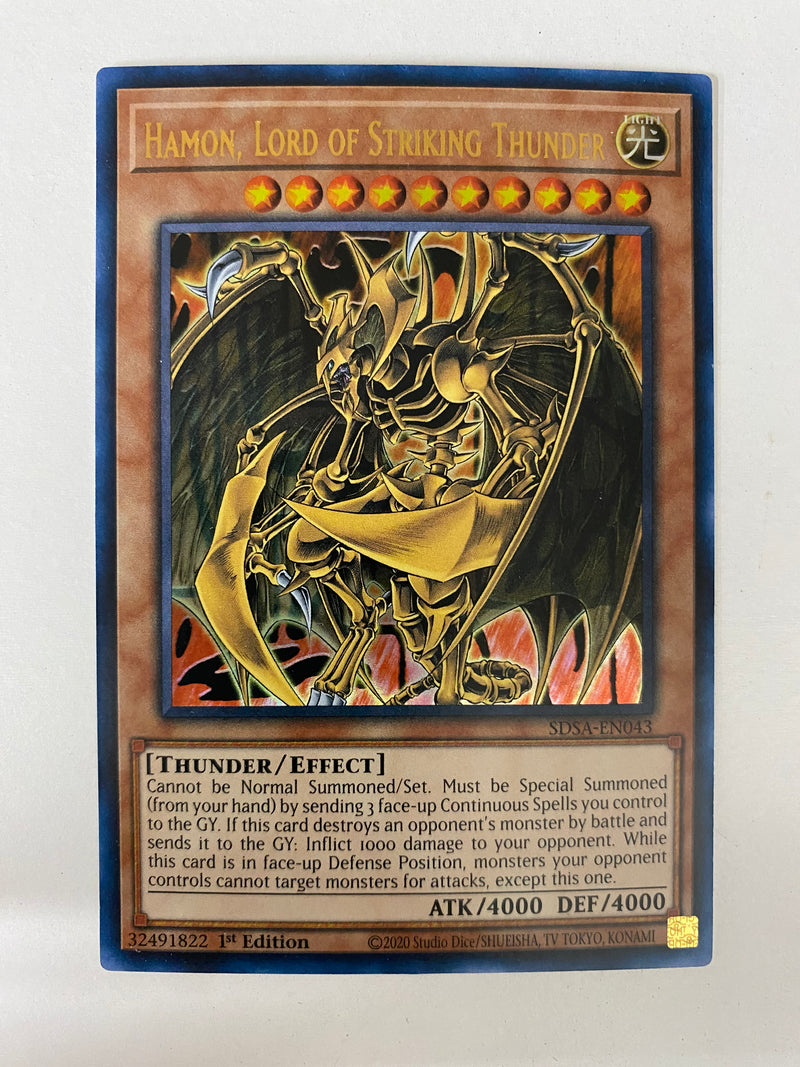 Yugioh Hamon, Lord of Striking Thunder SDSA-EN043 Ultra Rare 1st Edition