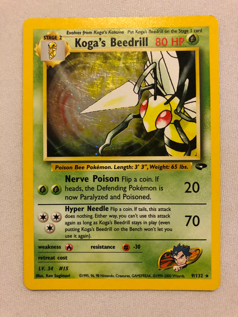 Koga's Beedrill 9/132 Holo Gym Challenge Pokemon Card Near Mint