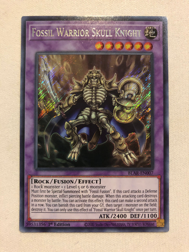 Yugioh Fossil Warrior Skull Knight BLAR-EN007 Secret Rare 1st Edition Near Mint