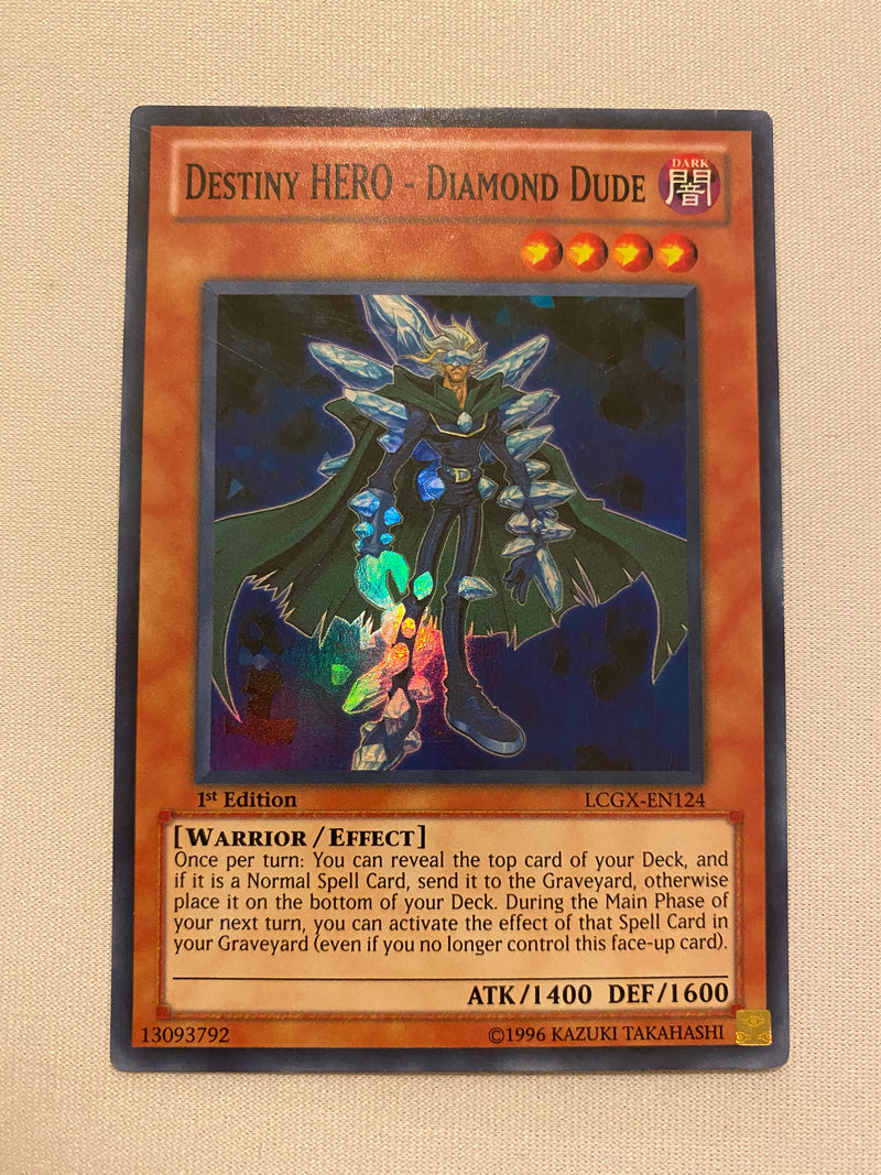 Yugioh Destiny HERO - Diamond Dude  LCGX-EN124  Super Rare 1st Edition NM
