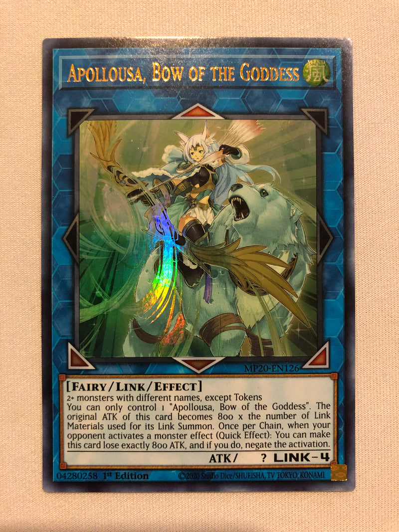 Yugioh Apollousa, Bow of the Goddess MP20-EN126 1st Edition Ultra Rare Near Mint