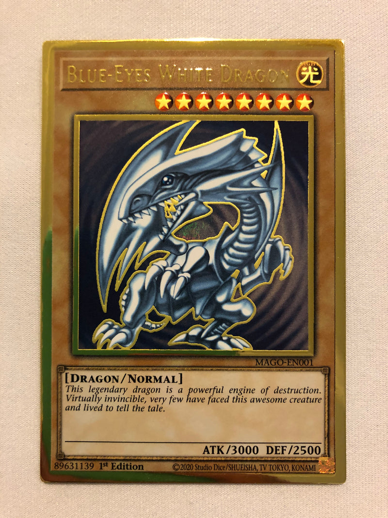 Yugioh Blue-Eyes White Dragon MAGO-EN001 Premium Gold Rare 1st Edition Near Mint