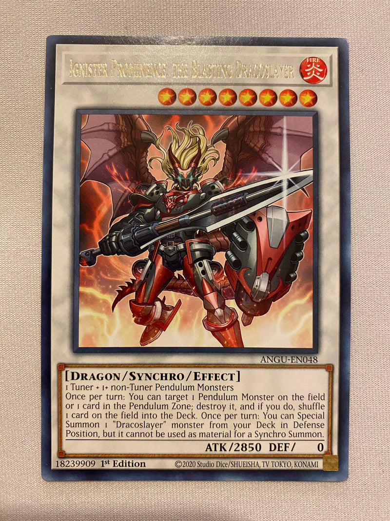 Yugioh Ignister Prominence, the Blasting Dracoslayer ANGU-EN048 Rare 1st Edition NM