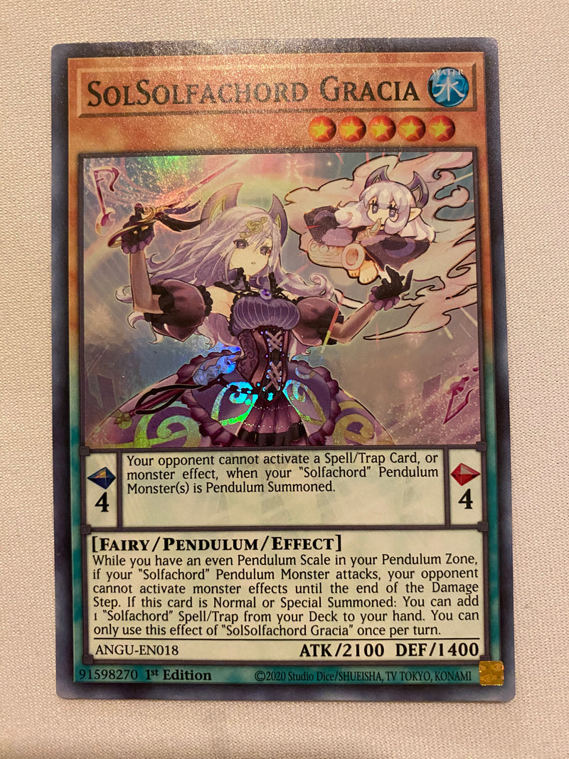 Yugioh SolSolfachord Gracia ANGU-EN018 Super Rare 1st Edition NM