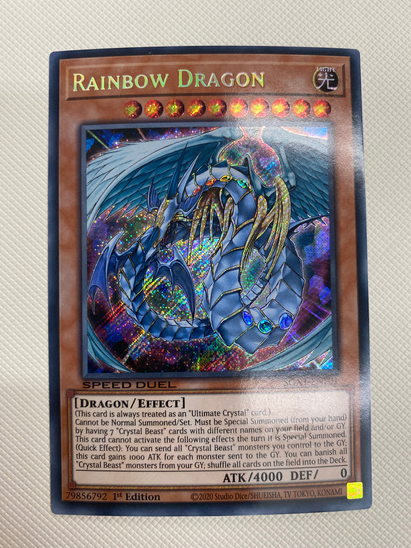 Yugioh Rainbow Dragon  SGX1-ENF01 Secret Rare Speed Duel 1st Edition Near Mint