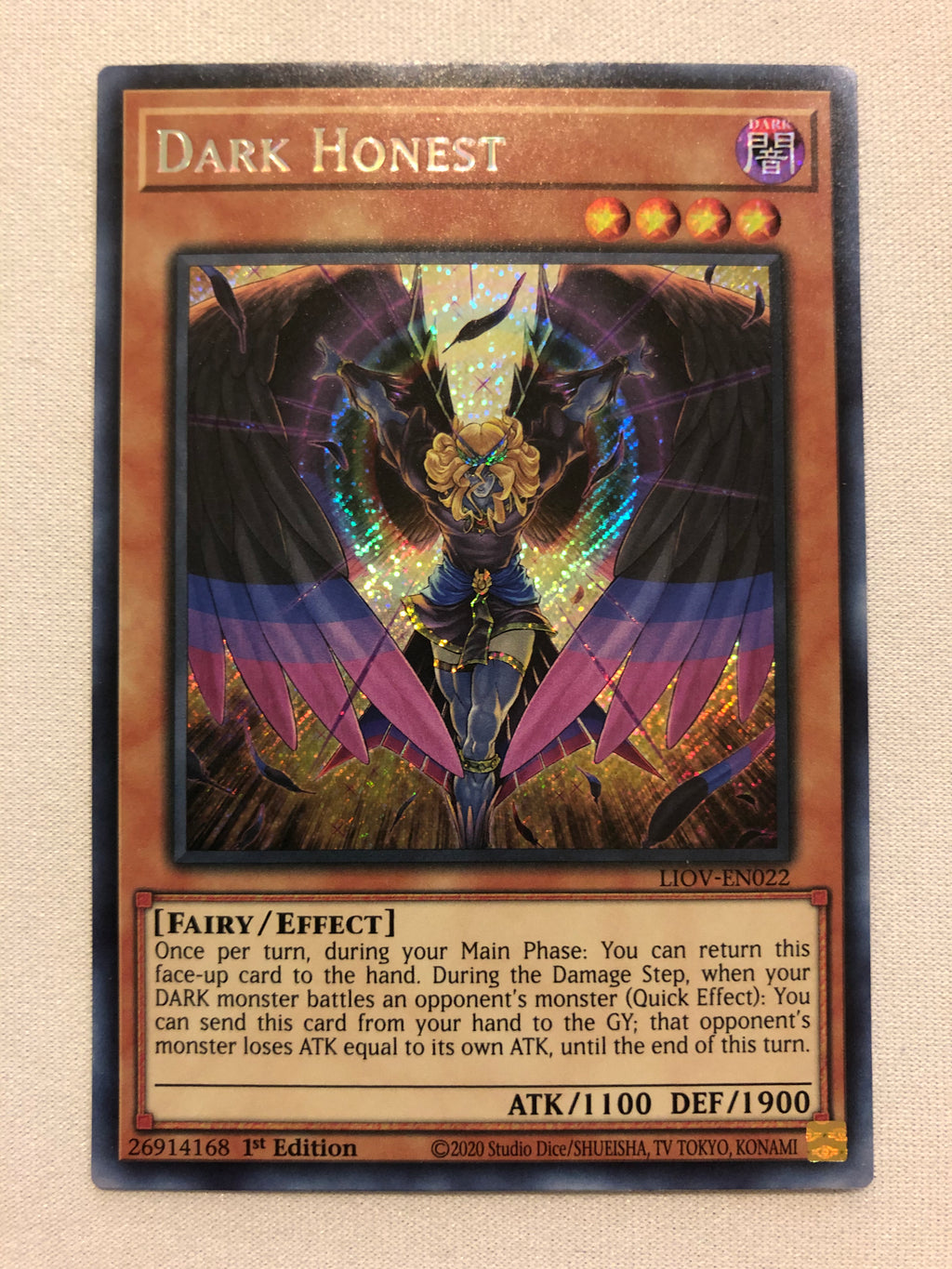 Yugioh Dark Honest LIOV-EN022 1st Edition Secret Rare Near Mint Yugioh Dark Honest LIOV-EN022 1st Edition Secret Rare Near Mint