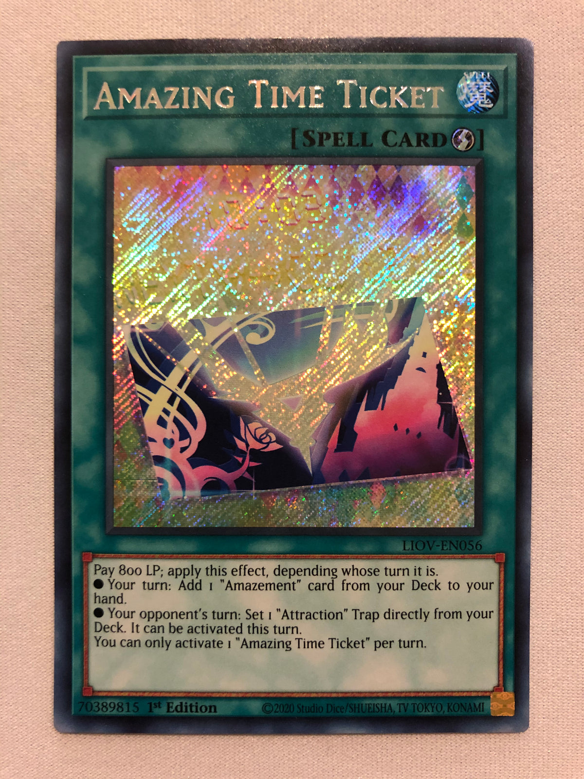 Yugioh Amazing Time Ticket LIOV-EN056 Secret Rare 1st Edition Near Min