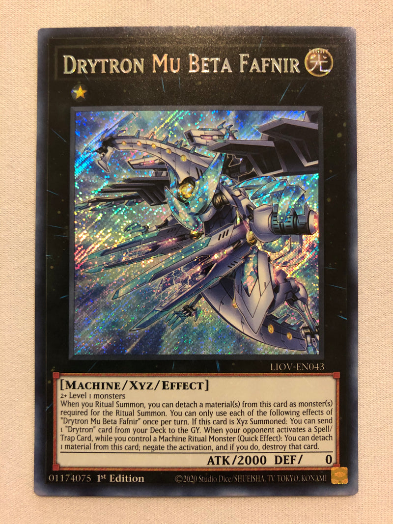 Yugioh Drytron Mu Beta Fafnir LIOV-EN043 Secret Rare 1st Edition Near Mint