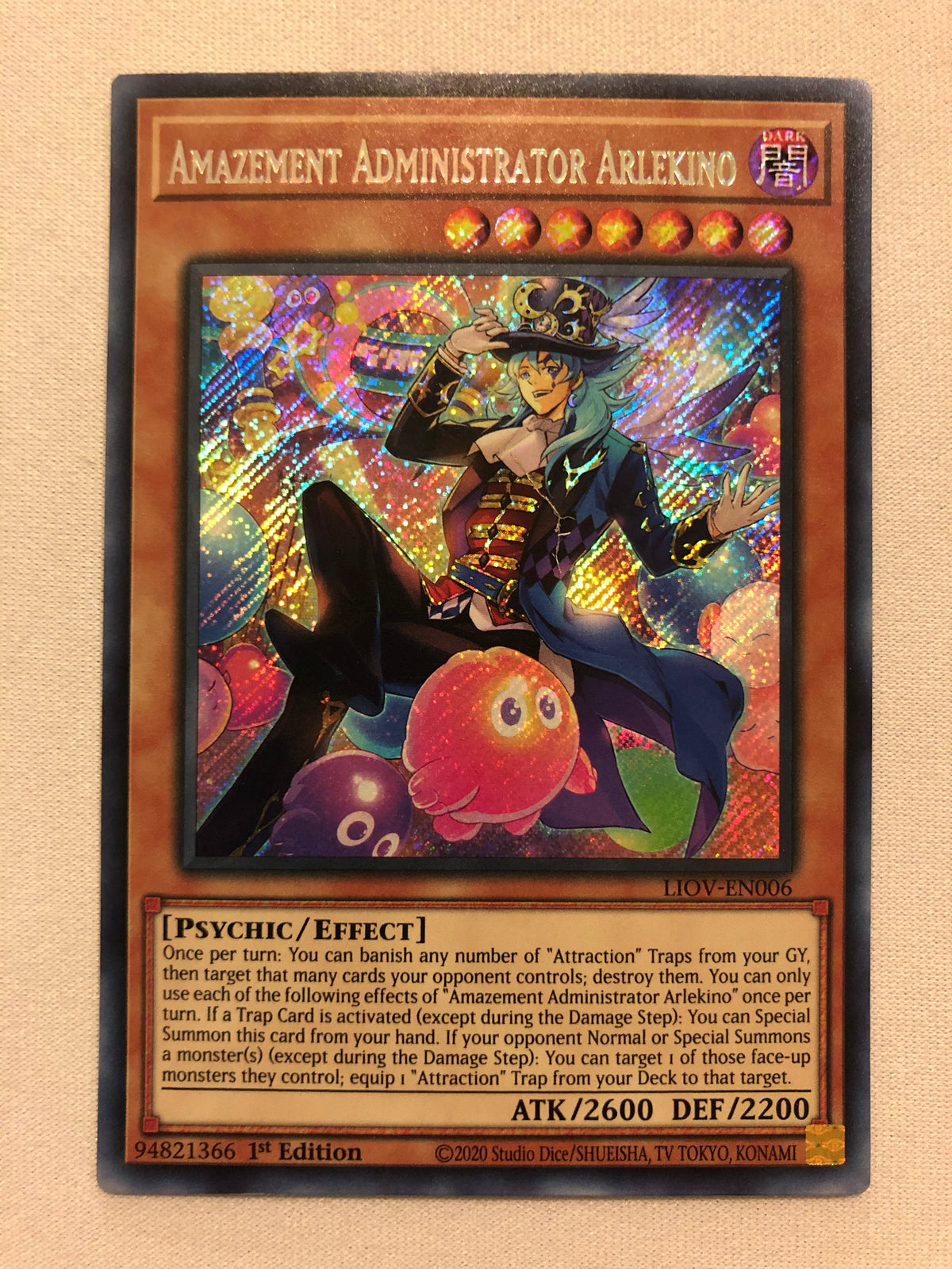 Yugioh Amazement Administrator Arlekino LIOV-EN006 Secret Rare 1st Edi Yugioh Amazement Administrator Arlekino LIOV-EN006 Secret Rare 1st Edi