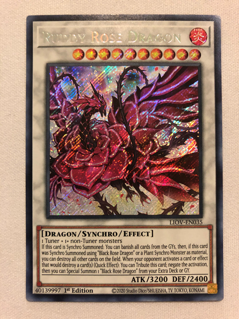 Yugioh Ruddy Rose Dragon LIOV-EN035 Secret Rare 1st Edition Near Mint