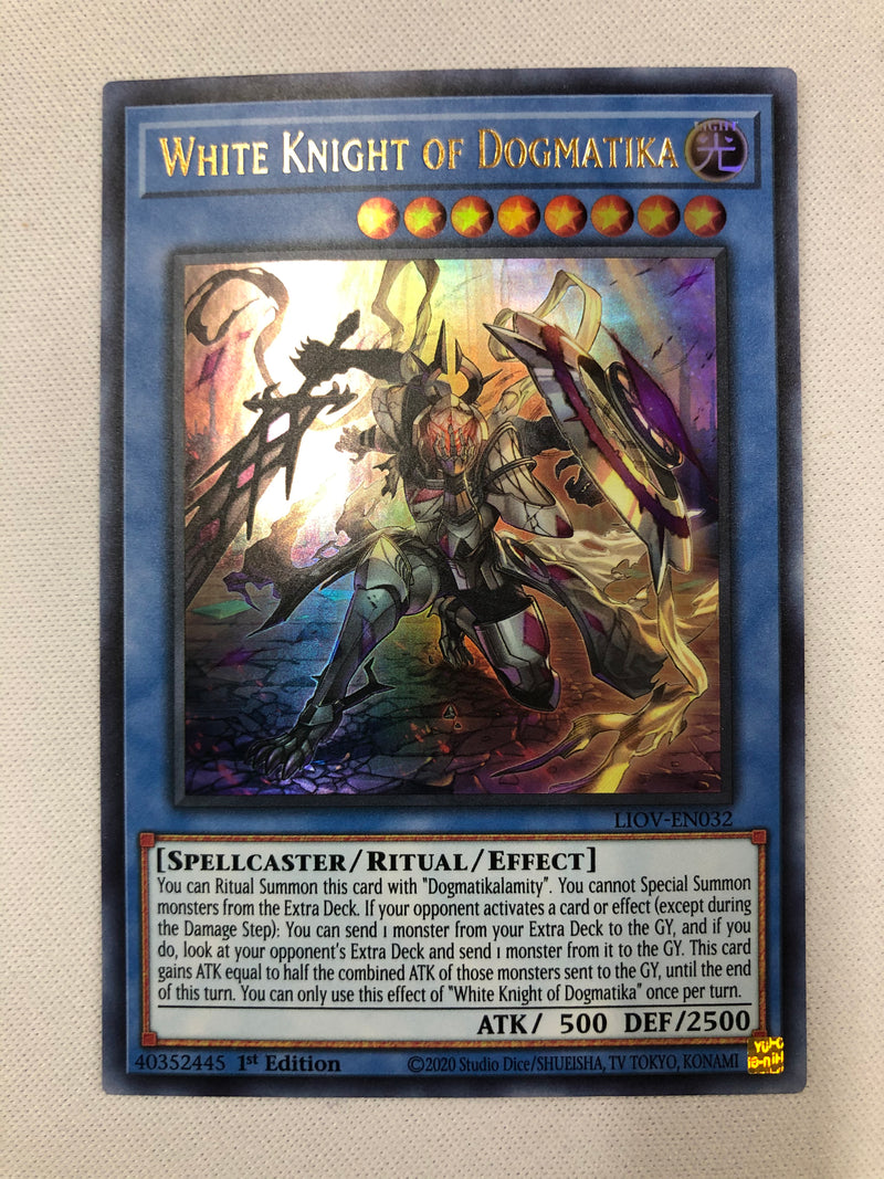 Yugioh White Knight of Dogmatika LIOV-EN032 Ultra Rare 1st Edition Nea Yugioh White Knight of Dogmatika LIOV-EN032 Ultra Rare 1st Edition Nea