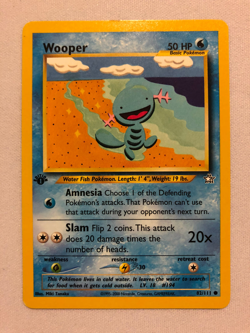 Wooper 82/111 Neo Genesis Common 1st Edition Pokemon Card Near Mint
