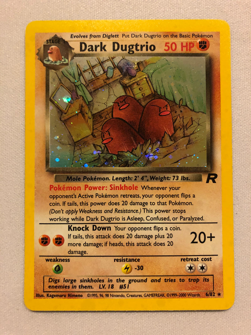 Dark Dugtrio 6/82 Holo Rare Team Rocket Pokemon Card Near Mint
