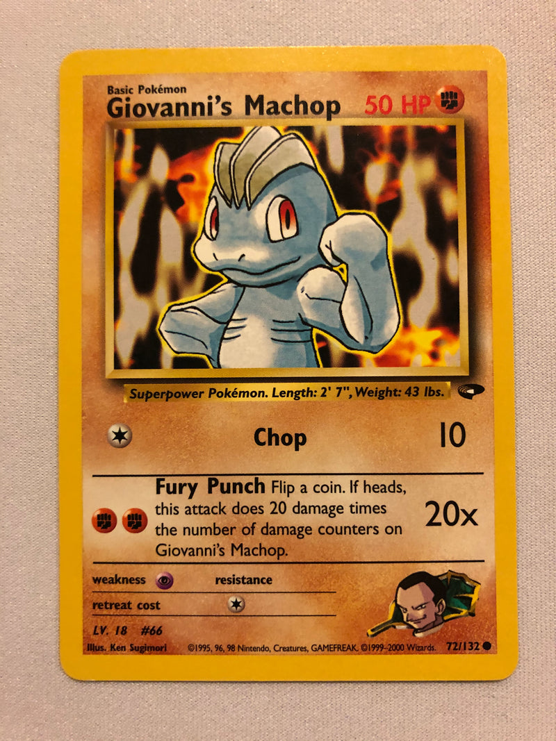 Giovanni's Machop 72/132 Gym Challenge Common Pokemon Card Near Mint