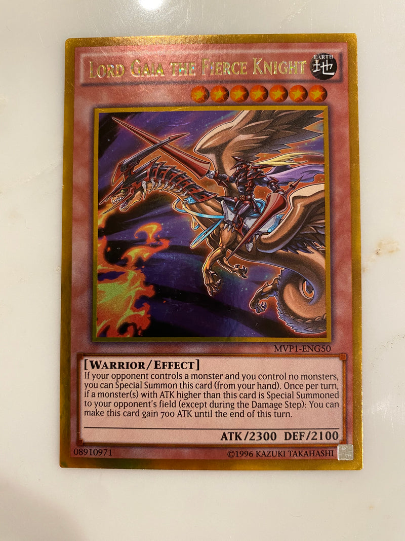 Yugioh Lord Gaia the Fierce Knight MVP1-ENG50 Gold Rare Unlimited NM Yugioh Lord Gaia the Fierce Knight MVP1-ENG50 Gold Rare Unlimited NM