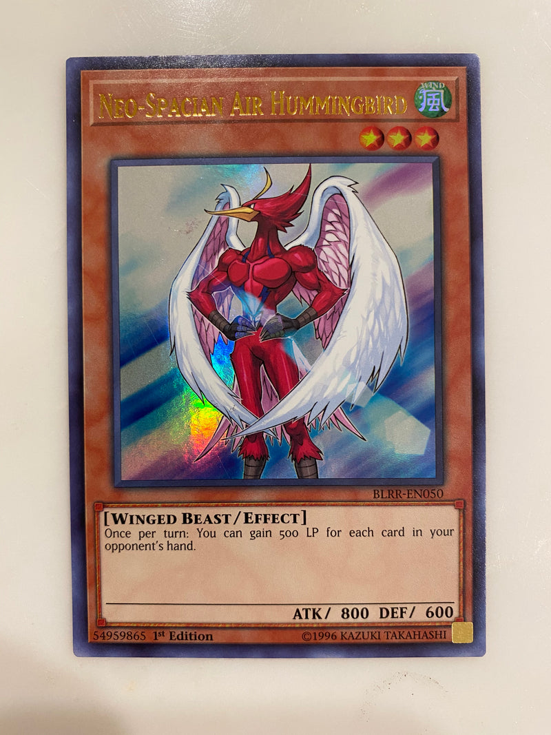 Yugioh Neo-Spacian Air Hummingbird BLRR-EN050 Ultra Rare 1st Edition N Yugioh Neo-Spacian Air Hummingbird BLRR-EN050 Ultra Rare 1st Edition N