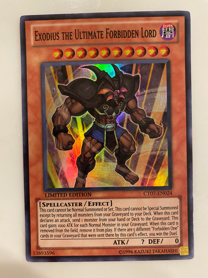 Yugioh Exodius the Ultimate Forbidden Lord  CT07-EN024 Super Rare Limited EditionNM