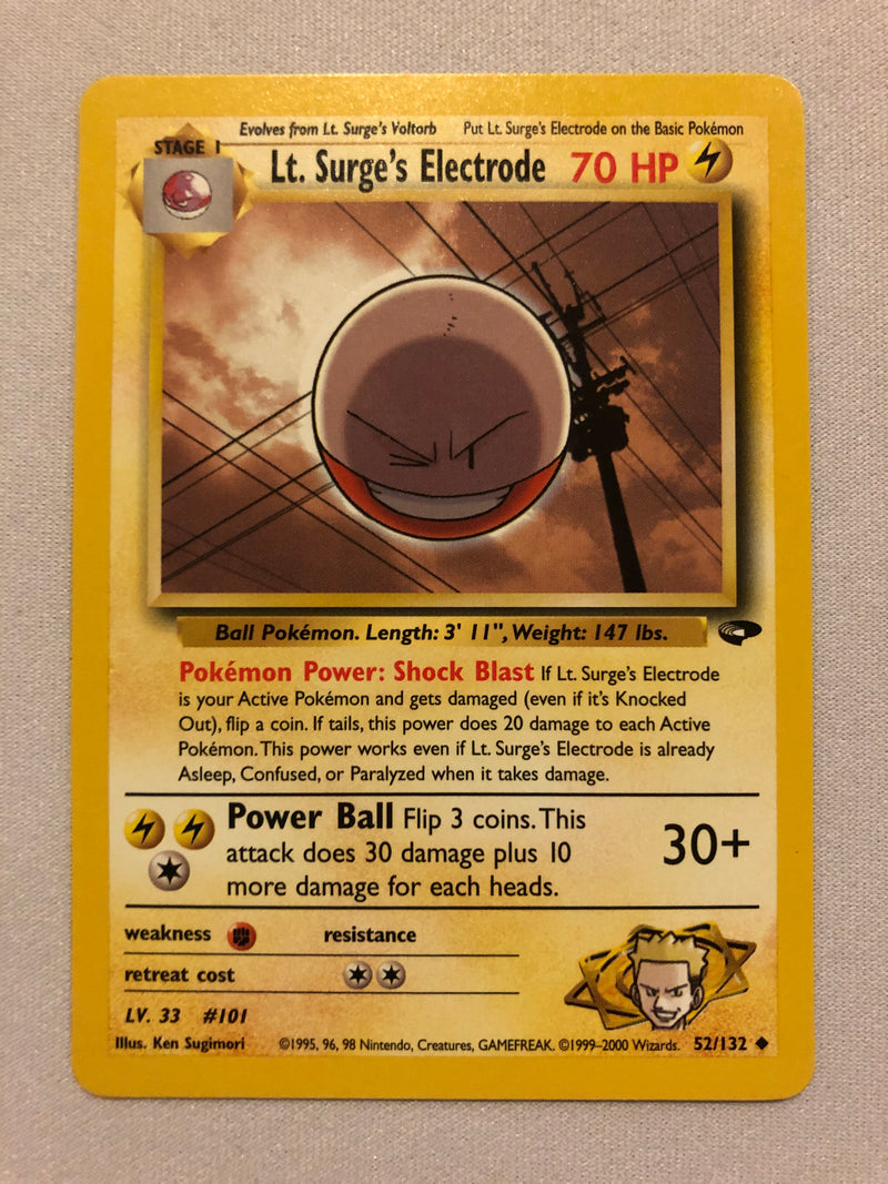 Lt. Surge's Electrode 52/132 Uncommon Gym Challenge Pokemon Card Near