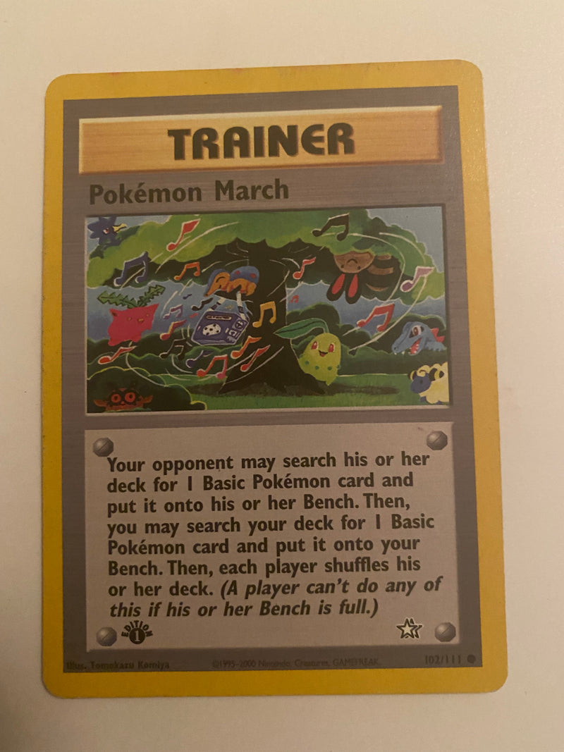 Pokemon Neo Genesis 102/111 1st Edition Common Pokémon March Near Mint