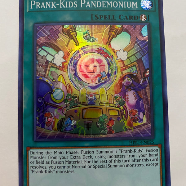 Yugioh Prank-Kids Pandemonium HISU-EN025 Super Rare 1st Edition Near M
