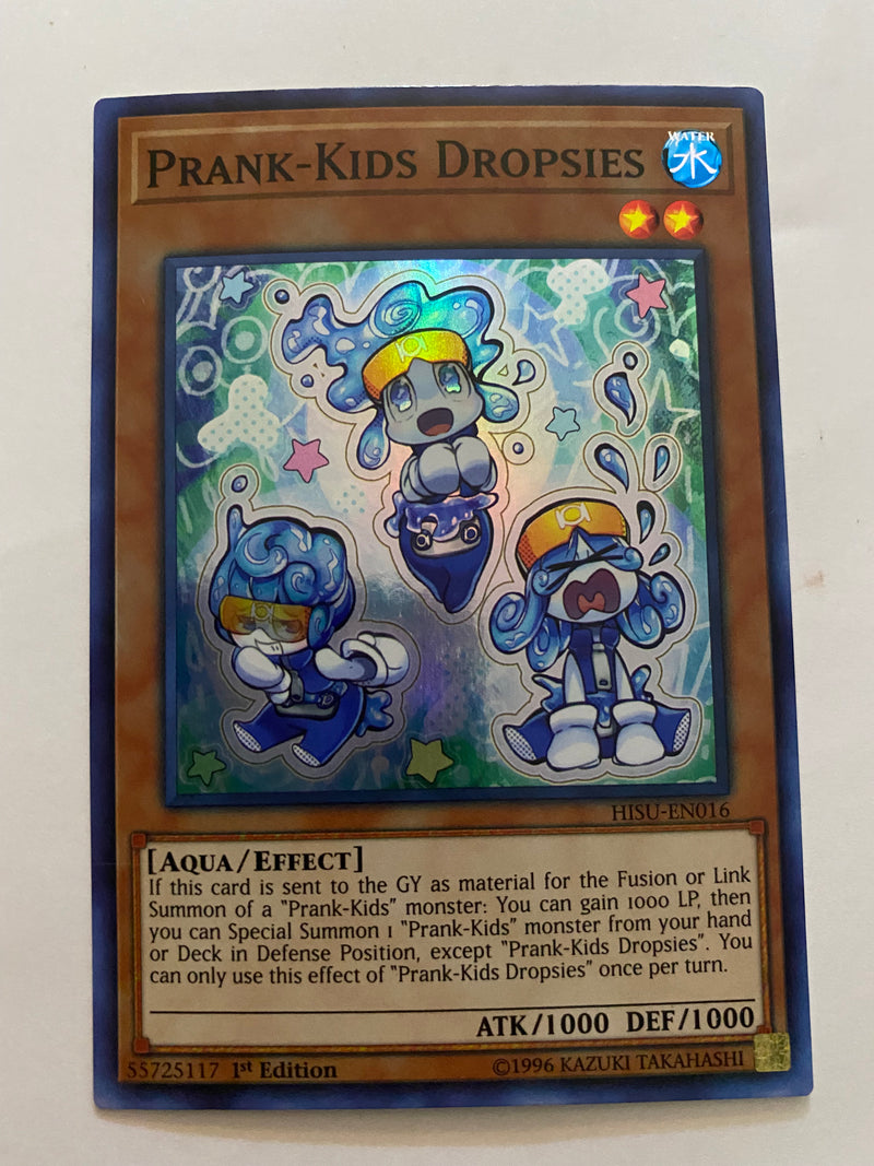 Yugioh Prank-Kids Dropsies HISU-EN016 Super Rare 1st Edition Near Mint
