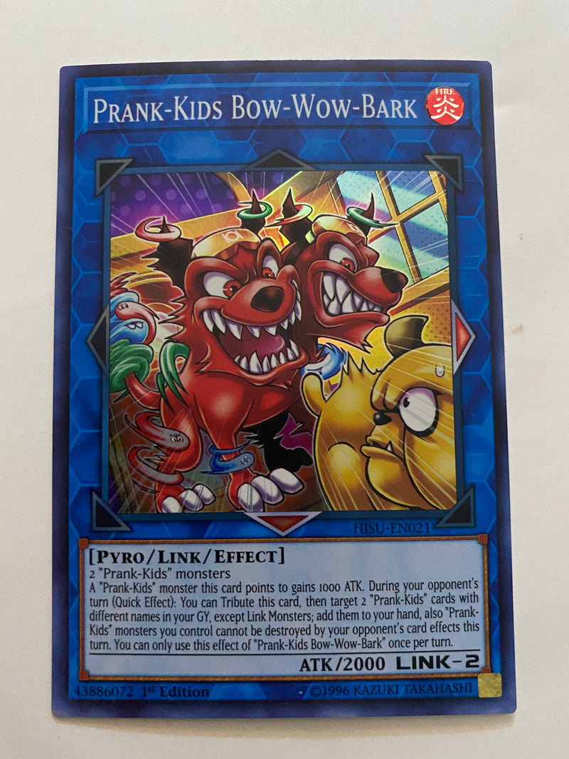 Yugioh Prank-Kids Bow-Wow-Bark HISU-EN021 Super Rare 1st Edition Near Mint