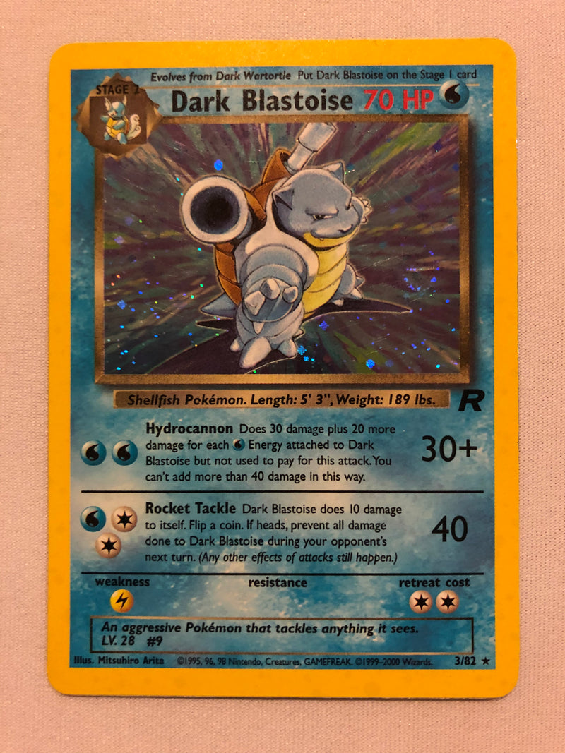 Dark Blastoise 3/82 Team Rocket Swirl Holo Rare Pokemon Card Near Mint