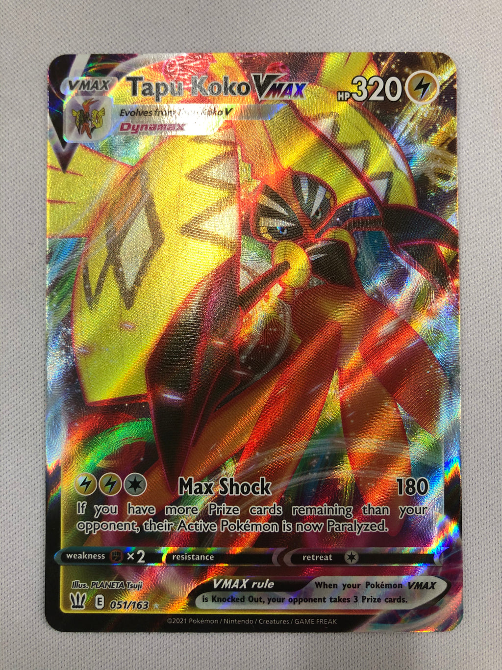 Tapu Koko Vmax 051/163 Holo Rare Battle Styes Pokemon Card Near Mint