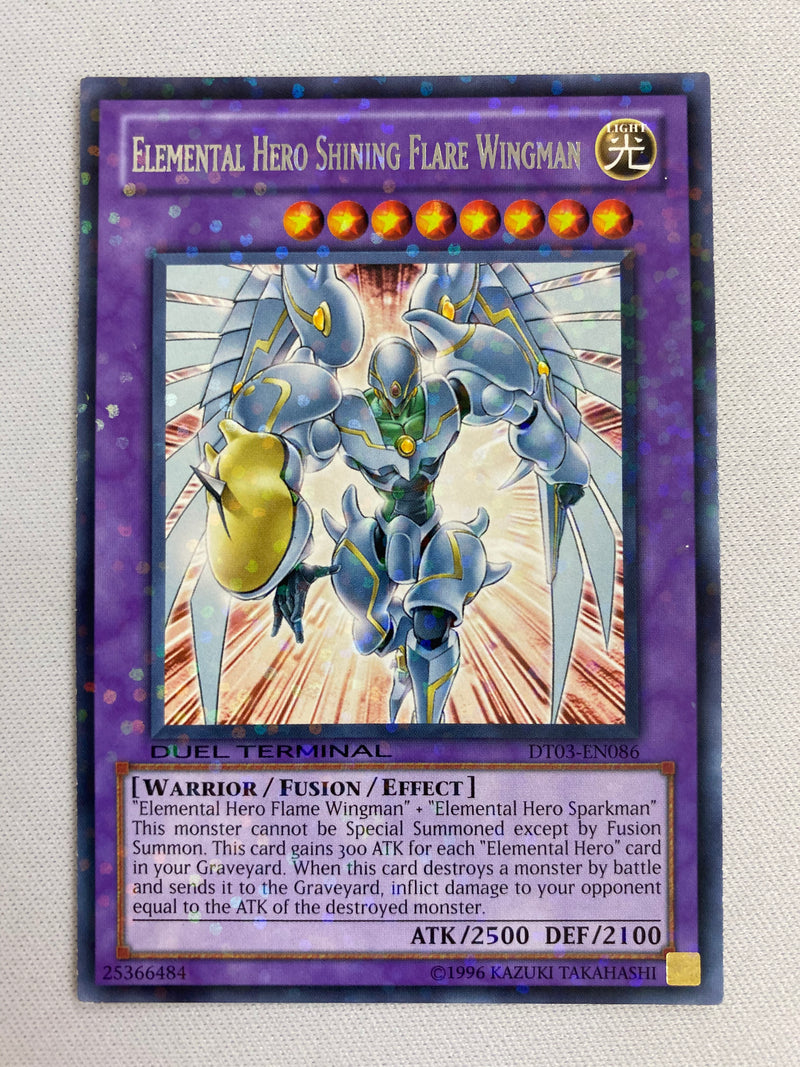 Yugioh Elemental Hero Shining Flare Wingman DT03-EN086 Rare Parallel NM
