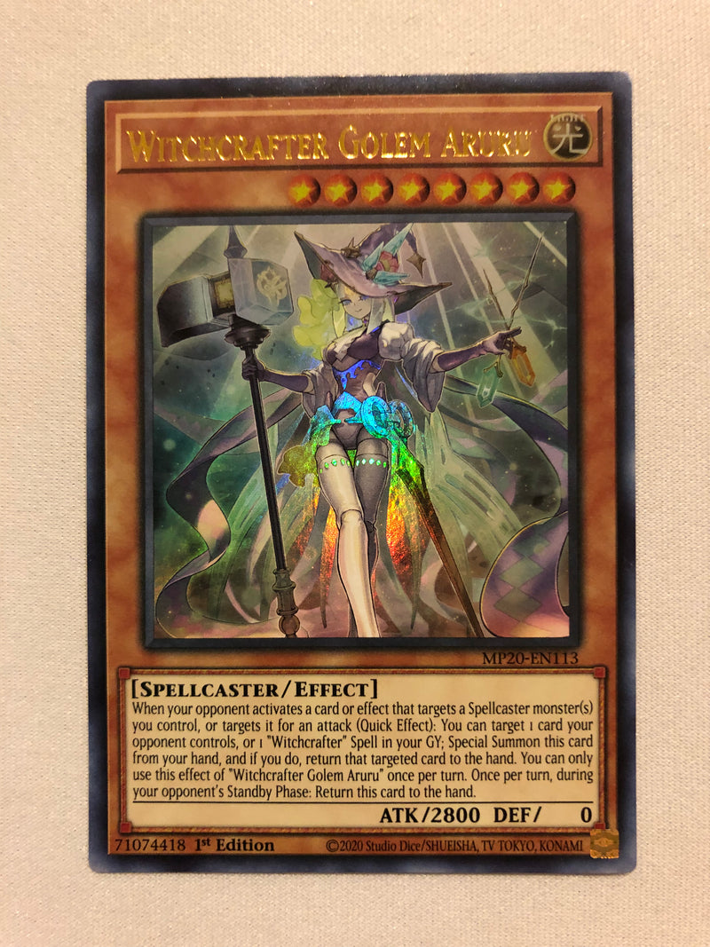 Yugioh Witchcrafter Golem Aruru MP20-EN113 Ultra Rare 1st Edition Near Mint