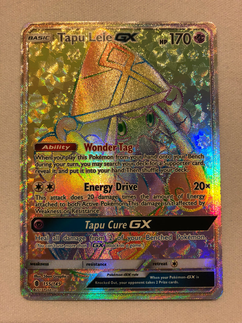 Tapu Lele GX 155/145 Rainbow Secret Rare Full Art Guardians Rising Pokemon Card NM