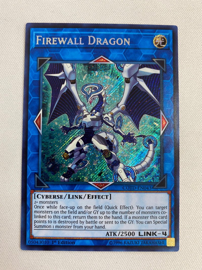 Yugioh  Firewall Dragon COTD-EN043 Secret Rare 1st Edition NM