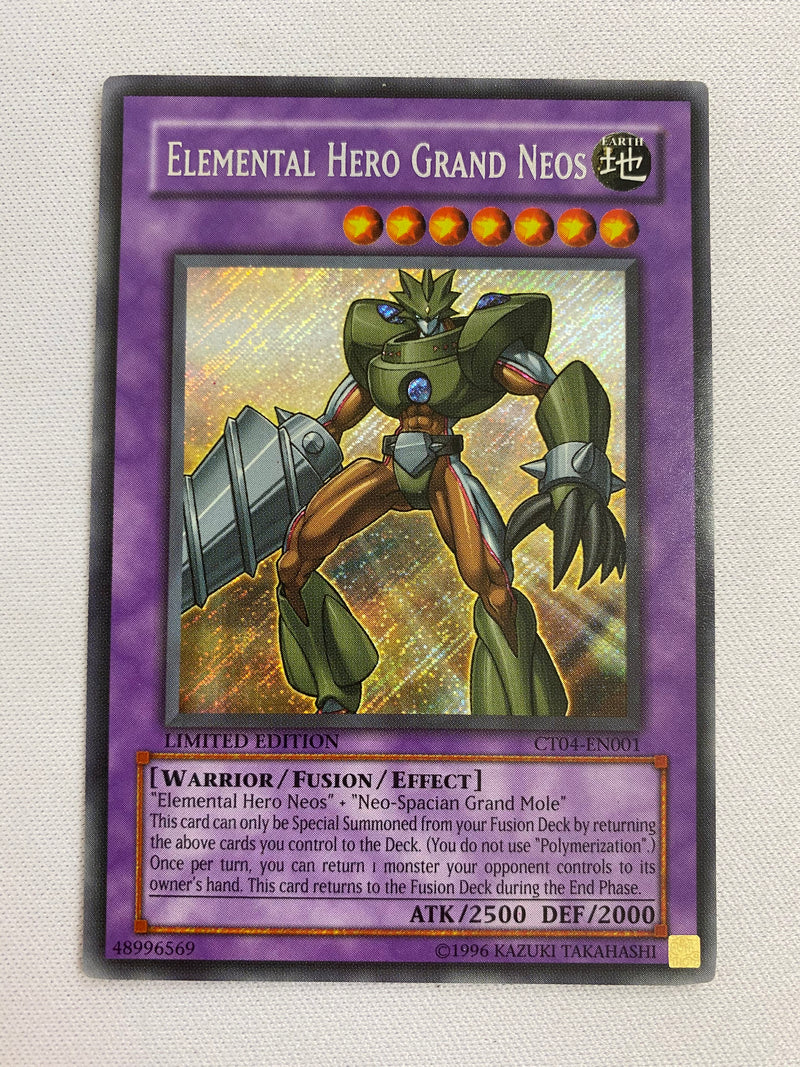 Yugioh  Elemental Hero Grand Neos  CT04-EN001  Secret Rare Limited Edition NM