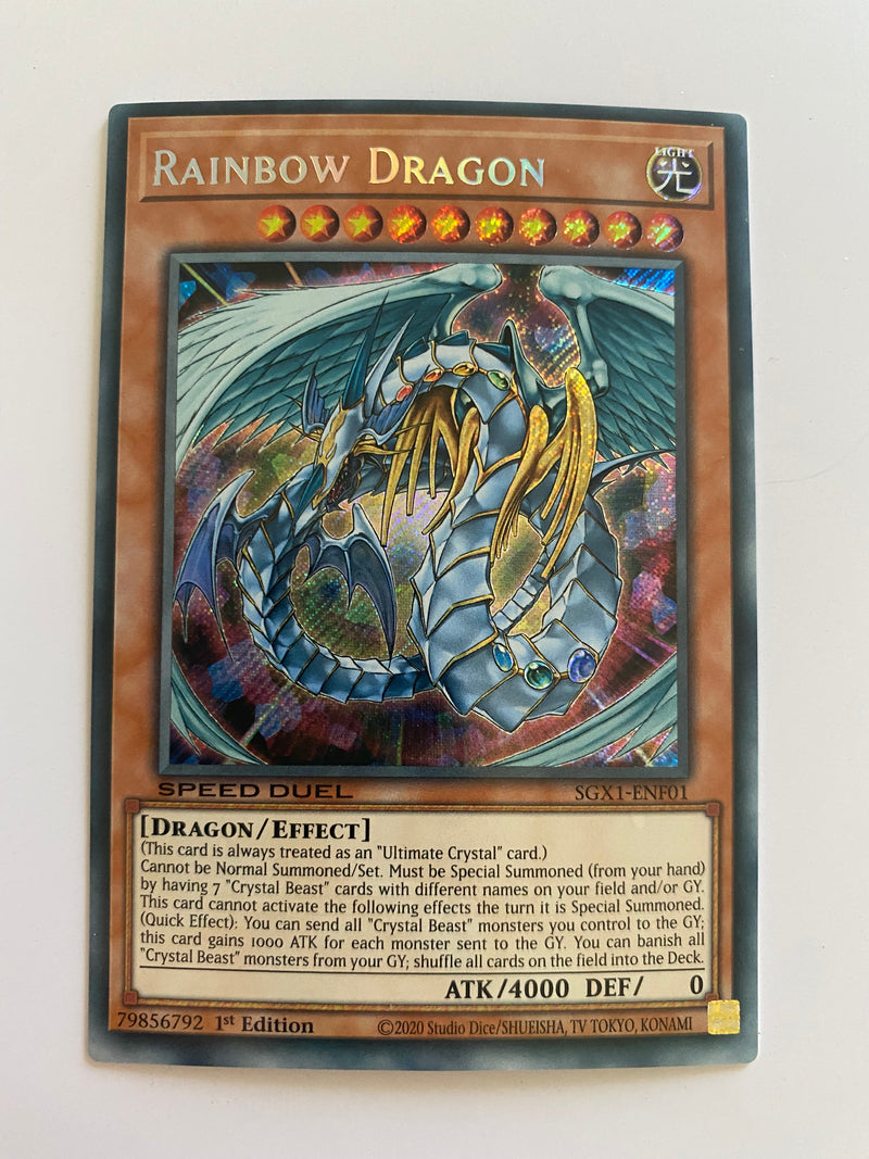 Yugioh Rainbow Dragon SGX1-ENF01 Secret Rare 1st Edition Speed Duel Near Mint