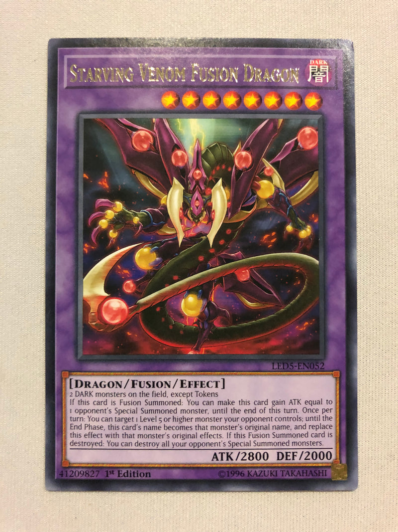 Yugioh Starving Venom Fusion Dragon LED5-EN052 1st Edition Rare Near Mint