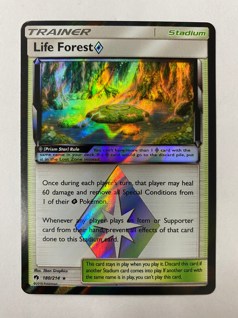 Life Forest  180/214 Prism Star Rare Lost Thunder  Pokémon Card Near Mint