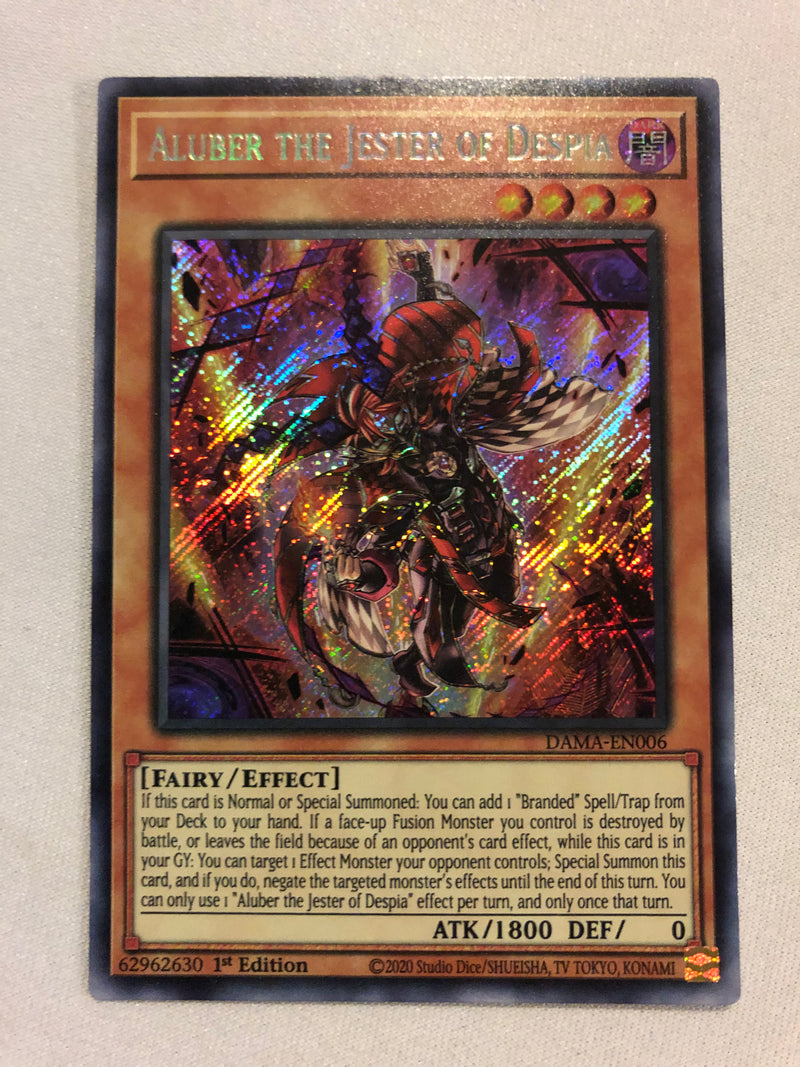 Yugioh Aluber the Jester of Despia DAMA-EN006 Secret Rare 1st Edition Yugioh Aluber the Jester of Despia DAMA-EN006 Secret Rare 1st Edition