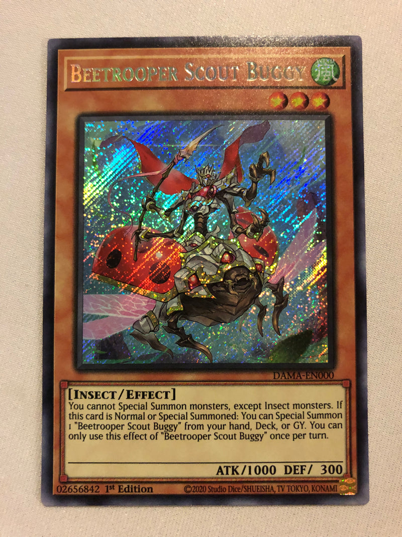 Yugioh Beetrooper Scout Buggy DAMA-EN000 Secret Rare 1st Edition Near Mint