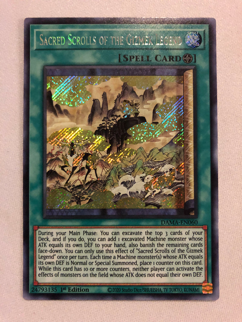 Yugioh Sacred Scrolls of the Gizmek Legend DAMA-EN060 Secret Rare 1st Edition Near Mint