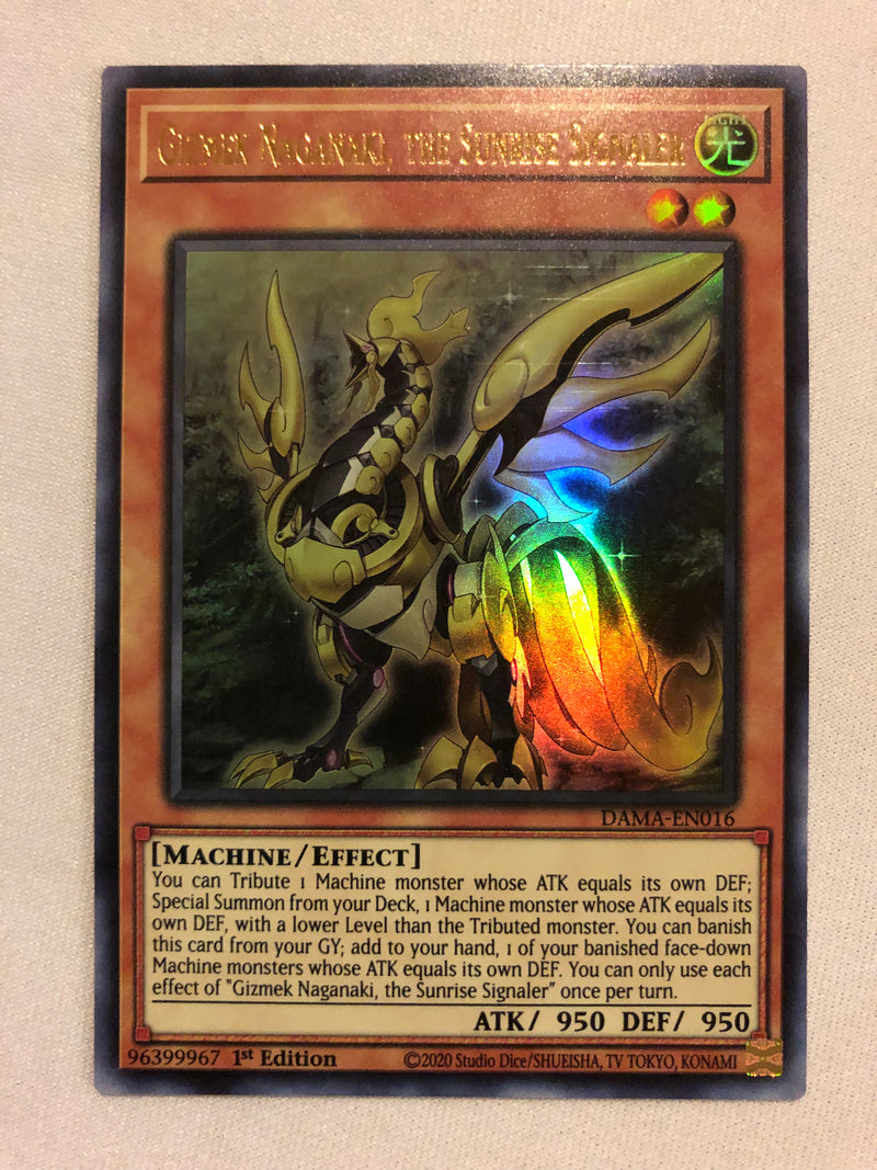 Yugioh Gizmek Naganaki, the Sunrise Signaler DAMA-EN016 Ultra Rare 1st Edition Near Mint