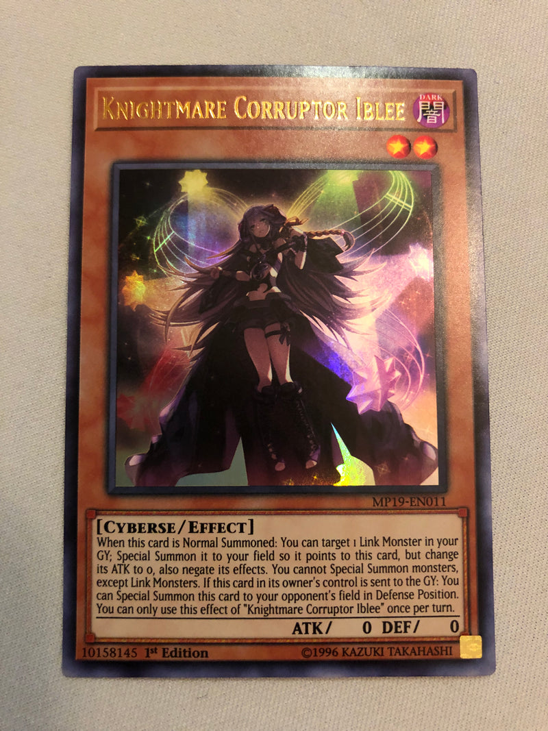 Yugioh Knightmare Corrupter Iblee MP19-EN011 Ultra Rare 1st Edition Ne Yugioh Knightmare Corrupter Iblee MP19-EN011 Ultra Rare 1st Edition Ne