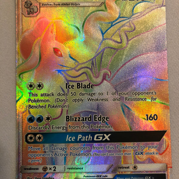 rainbow rare pokemon card Alolan Ninetales GX 150/145 Rainbow Secret Rare Pokemon Card Near Mint