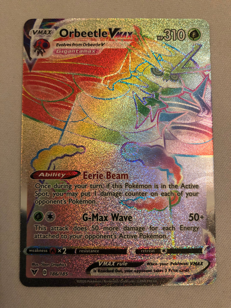Orbeetle Vmax 186/185 Vivid Voltage Rainbow Rare Pokemon Card Near Min Orbeetle Vmax 186/185 Vivid Voltage Rainbow Rare Pokemon Card Near Min