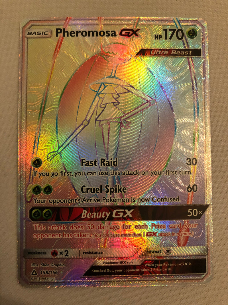 Pheromosa GX 158/156 Ultra Prism Rainbow Rare Pokemon Card Near Mint Pheromosa GX 158/156 Ultra Prism Rainbow Rare Pokemon Card Near Mint